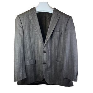 Hugo‎ Boss Men's Gray Striped Wool Blazer Size 42 Two-Button Formal